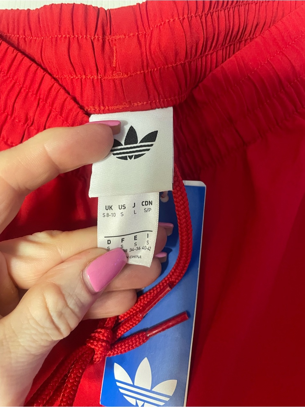NWT adidas Women’s Red Track Pants with White Ruffle Overlay - Picture 10 of 15
